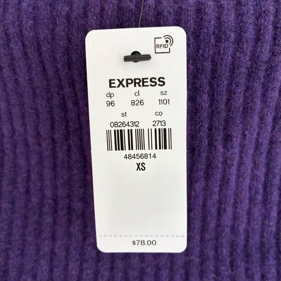 NWT Express Purple Off-Shoulder Sweater - Picture 3 of 4